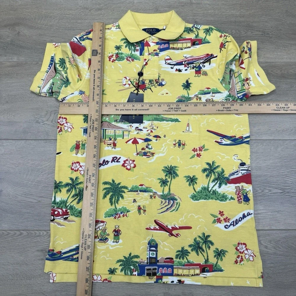 NWT Polo Ralph Lauren Polo Bear Hawaiian Tropical Aloha Polo Shirt Sz M‎ Bear